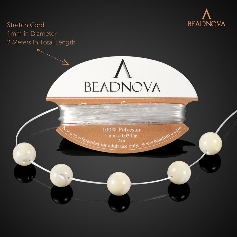 BEADNOVA Natural White Mother of Pearl Shell Beads Natural Crystal Beads Stone Gemstone Round Loose Energy Healing with Crystal Stretch Cord for Jewelry Making (8mm, 45-48pcs) - Image 5